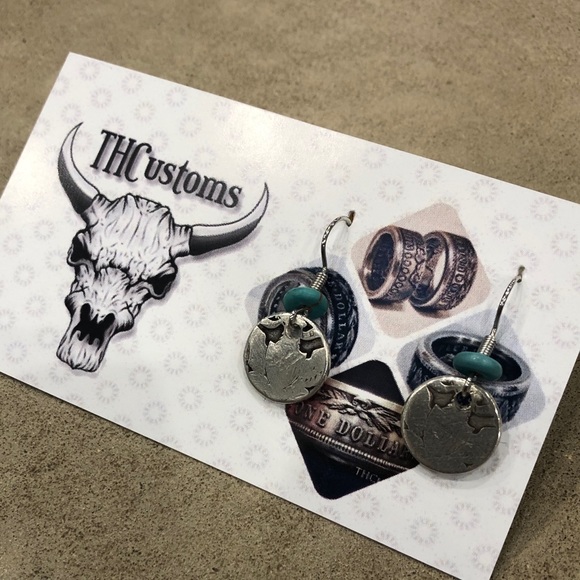 Custom made, domed coin earrings with charms - Picture 4 of 6